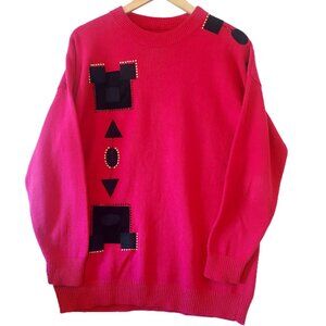 80's Vintage Mardel Sweater Dressy Women's Large Abstract Art MOD Fashion